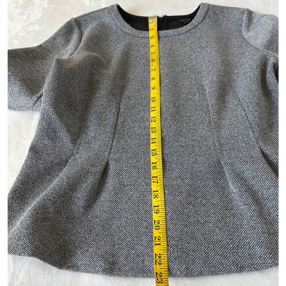 Ann Taylor Top Women's Short Sleeve Pleated Round Neck Gray Size L Chic - Picture 5 of 9
